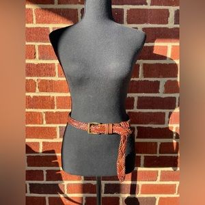 46" Braided Leather Belt with Brass Buckle
